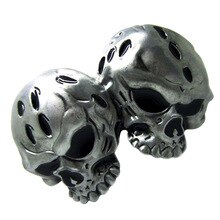 Vintage Western Belt Buckle Double Skull Head Gothic Rock Classic Men Silver Belt Buckle
