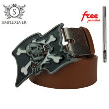 West Cowboy Jeans Gift Belt Buckle with Antique Silver Finish for 4cm Width Snap on Belt Skull Belt Buckle