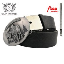 Western Bull Belt Buckle with Leather Belt Yellow Stone Silver Men's Belt Buckles Drop Shipping