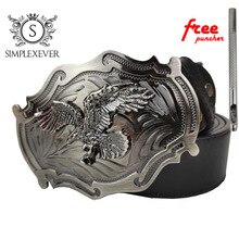 Western Cowboy Belt Buckle Metal Eagle Belt Buckle SilveColor Cool Jeans Belt Accessories Buckle with Belt Dropshipping 2020