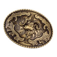 Western Cowboy Belt Buckle Zinc Alloy Goat Shape Cowgirl Casual Bronze