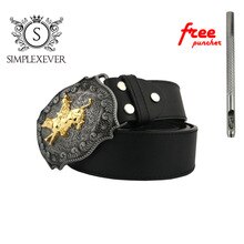 Western Cowboy Belt Buckle for Men Silver Belt Buckles with Belt As New Year Gifts