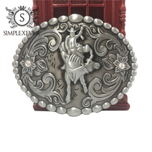 Western Cowboy/girls Belt Buckle Rodeo Novelty Bead Decor for Men's Belt Accessory Silver Belt Buckle Drop Shipping