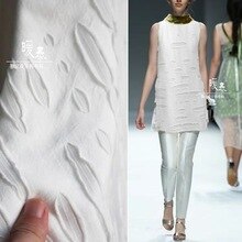 White knitted elastic Cotton Fabric irregular holes cloth coat broken jeans DIY fashion show garment design fabric