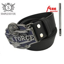 Women Mens Clothing Cowboy Belt Buckles Accessories Air Force Belt Buckle Head Meta Belt Buckle with PU Belt