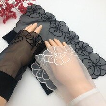 Women Sheer Horn Cuff Embroidered Hollow Round Circle Floral Sweater Fake Sleeve High Quality