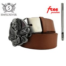 Zinc Alloy Belt Buckle for Men BAD BONE Silver Skull Belt Buckle Width 3.5CM Belt Fashion Design Metal Belt Buckle