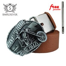 Zinc Alloy LIVE TO RIDE Motor Jeans Gift Belt Buckle for Men Silver Solid Belt Buckle with Leather Belt Drop Shipping