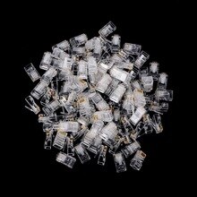 100Pcs/set RJ45 8Pin Connector CAT6 Network Cable Modular Ethernet Crystal Plugs