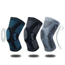 1pcs Weaving Silicone Knee Sleeve Pads Supports Brace Volleyball Basketball Meniscus Patella Protectors Sports Safety Kneepads