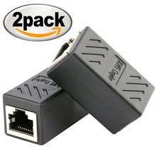 2 Pack rj45 Connector Coupler Ethernet Cable LAN Inline Cat7/Cat6/Cat5e Ethernet Cable Extender Adapter Female Coupler Black