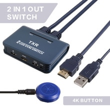 2 Ports KVM Switch Box USB Switcher Selector HDMI VGA Splitter Box KVM Switch Hub For Monitor DVR PC Laptop