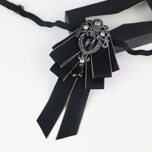 2019 New Fashion British Men's Black Lattice Rhinestone Bow Tie Ribbon Bowtie Groom Wedding Birthday Gifts for Men Accessories