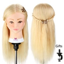 22? 100% Real Human Hair Girl Training Mannequin Head For Hairstyles Salon Hairdressing Wig Model Heads Doll head