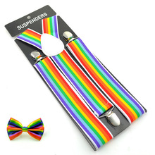 3.5 Cm Rainbow Brace Tie Set Women Men Suspender For Trousers Pants Holder Bow Tie Set Formal Dress Gift Shirts Cravat Gallus