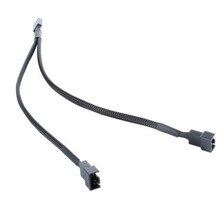 30cm PWM Fan Splitter Cable, 3/4 pin PWM Fan Cable Splitter Black Sleeved Extension Cable for CPU PC Case Fan