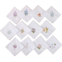 3Pcs/Set Women Basic White Square Handkerchief Floral Embroidered Pocket Hanky Lace Cotton Baby Bibs Portable Towel Napkin