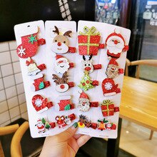 5 Pcs/set Children's Christmas Hair Accessories Fashion Cute Cartoon Duckbill Clip Sweet Girl Princess Hairpins Headwear