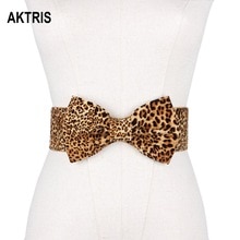 AKTRIS Ladies Female Leopard Pattern Tie Dress Big Butterfly Waist Elasticity Loose Waist Fashion Waistband Belt Women FCO216