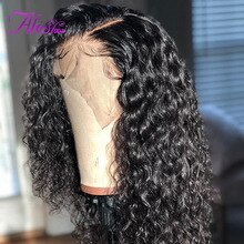 Alishes Short Lace Front Bob Wigs Water Wave Human Hair 150% Density Transparent Lace Frontal 13x4 Bob Wig for women Remy Hair