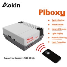 Aokin Piboxy NESPi Case with IR Remote Functional Power Reset Shutdown Button Control Cooling Fan for Raspberry Pi 3B+ 3B 2B