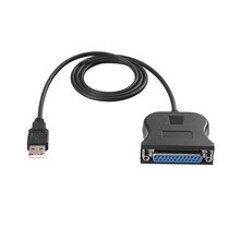 Black Bi-directional Parallel Interface Communication USB to 25 Pin DB25 Parallel Printer Cable Adapter Cord Converter