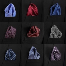 Blue Pocket Square High Fashion Grid Handkerchief Men Accessories Polyester Hanky Solid Color Towel mouchoir