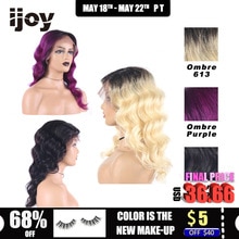 Colored Loose Deep Wig 4inchex1cm Part Lace Front 16? T1B Purple/613 Blonde/Natural Ombre Brazilian Human Hair Wig Non-Remy IJOY