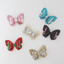 Colorful Christmas Glitter Bows Hair Clip Women Hairpin Children Barrettes Hair Accessories for Girls Kids Dance Party Headwear
