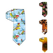 DIY Made Men's Polyester Slim Tie Funny Pattern Wedding Party Casual Happy 8cm Wide Tie Jacquard Weave Man Shirt Accessories