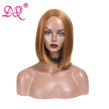 DQ Short Bob Classic Wig Straight Synthetic Wigs Natural Black Brown Wig Middle Part For Women Cosplay Heat Resistant Fiber