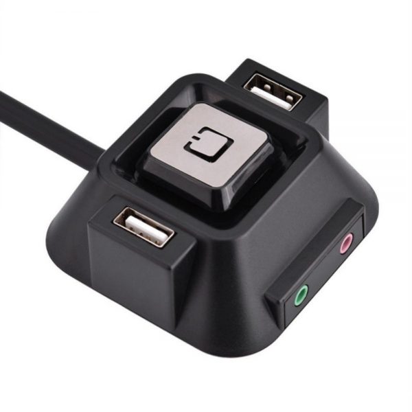 Desktop PC Case Switch Power on/off Button With Dual USB Ports with Audio Mic / Microphone ports Jack