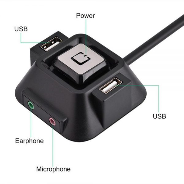 Desktop PC Case Switch Power on/off Button With Dual USB Ports with Audio Mic / Microphone ports Jack