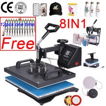 Double Display 30*38CM 8 in 1 Combo Heat press Machine 2D Heat Transfer Machine Sublimation Printer  for Cap/Mug/Tshirts