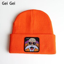 Dragon Ball Anime Character Pattern Cap for Boys Men Winter New Fashion Candy Color Outdoor Ski Knitted Warm Wool Beanie Hat