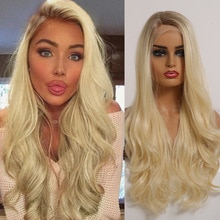 EASIHAIR Blonde Wavy Lace Front Wig Synthetic Wigs for Black Women Body Wave Honey Brown to Blonde Ombre Lace Wig High Density