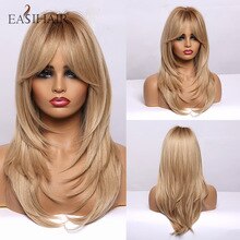 EASIHAIR Long Blonde Straight Wigs Layered Hairstyle Synthetic Wigs for Women Natural Hair Wig Heat Resistant Cosplay Wigs