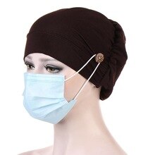 Ears Protection Headwrap Turban Hats With Button Wearing Masks Hair Accessories For Women Girls Bandana Outdoor Sport Hairbands
