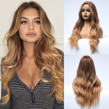 Emmor Long Brown Blonde Ombre Synthetic Wigs with Bangs  Heat Resistant Hair Cosplay Daily Wavy Wig for White Black Women