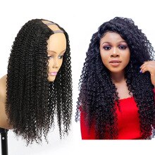 Eseewigs Kinky Curly Human Hair Wigs 2x4 U Part Wigs with Straps Natural Color Brazilian Hair Wig For Black Women