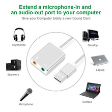 External USB 2.0 3D Virtual 7.1 Channel Audio Sound Card Adapter 3.5mm USB Type-AStereo output jack for Personal Computer Laptop