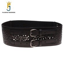 Ma'am Fashion Ladies All-match Brown Black Elastic Waistband Belts Hollow Female Style Elastic Force Wide Belt for Women LDFJ023