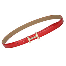 Lady Waist Belt Slender pants dress Waistbands With Letter H Style Metal Buckles PU Leather thin Belts Solid Color os896