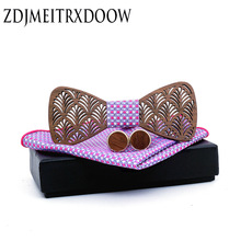 Fashion New Style Mustache Geometry Mens Wooden Bowtie Classical Pet Bamboo Wood Butterfly Cufflinks Bow ties Sets