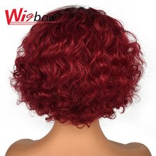 Free Shipping Human Hair Wig With Baby Hair Colored Human Hair Wigs 100% Brazilian Human Hair 150 Density Deep Wave Short Wig
