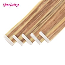 Gazfairy 16''-24''Skin Weft Human Hair Tape In Extensions Natural Color Remy Hair Straight Double Sided Adhesives Hair 20 Pieces