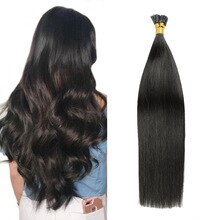 Gazfairy 16 Inch 1g/strand 50g 80g I Tip Human Hair Extensions Fusion Keratin Bond Natural Color Straight Remy Pre Bonded Hair