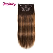 Gazfairy Remy Straight Hair Clip In Human Hair Extensions Double Weft Natural Color 18 Inches 120g 7Pcs/Set Full Head For Women