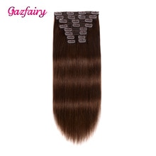 Gazfairy Silky Straight Clip ins 100% Real Remy Hair 24'' 10pcs/set 220g Clip in Human Hair Extensions Full Head Double Drawn