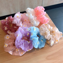 Girls fashion Elegant Chiffon Print Chiffon Elastic Hair Bands Women Tie Ponytail Headband Scrunchie Rubber Bands Accessories